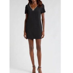 CeCe Black Mini Dress with White Trim